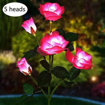 Solar Garden Lights Rose Flower Lawn Lamp