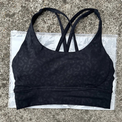 Solid Color Soft Cross Back Women Fitness Bra Tights Yoga Vest High Strength Shockproof Gym Sports Top Push Up With Chest Pad