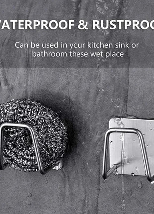 1-6pcs Kitchen Stainless Steel Sink Sponges Holder Self Adhesive Drain Drying Rack Shelf Household Wall Hooks Storage Organizer