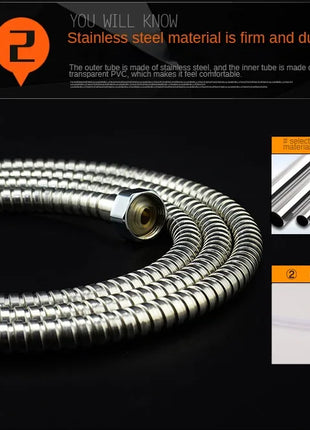 1 / 1.5/2/3/4/5/10 M Shower Pipe Shower Head Water Heater Stainless Steel Hose General Metal Hose  Hose Water Softener