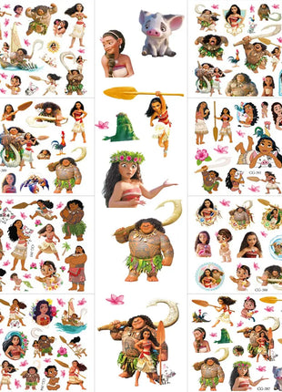 1/4/8pcs Moana Party Favor Temporary Tattoos Stickers Birthday Party Supplies Decorations Gifts for Boys Girls Classroom Rewards