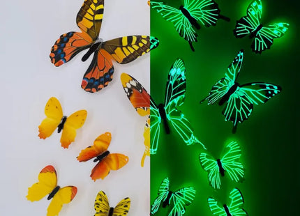 12Pcs Fashion 3D Luminous Butterfly Creative Wall Sticker