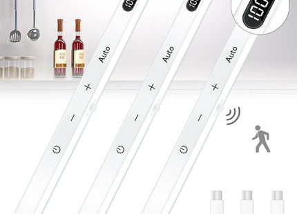 Motion Sensor Cabinet Light Battery Display 60 LED Touch Light Bar Wireless Rechargeable