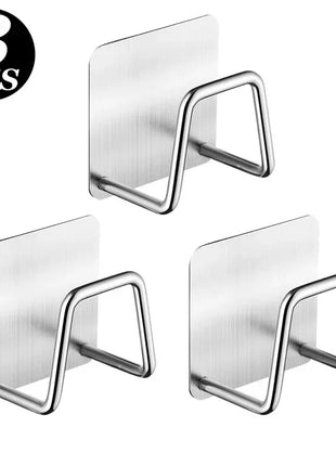 1-6pcs Kitchen Stainless Steel Sink Sponges Holder Self Adhesive Drain Drying Rack Shelf Household Wall Hooks Storage Organizer