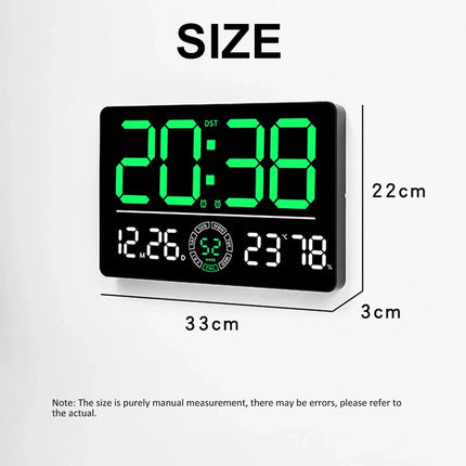 Large Digital Wall Clock 10 Brightness Adjustment Dual Alarm LED Clocks