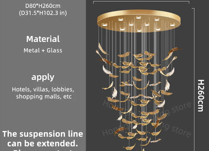 luxury Glass Hanging  Led Chandelier