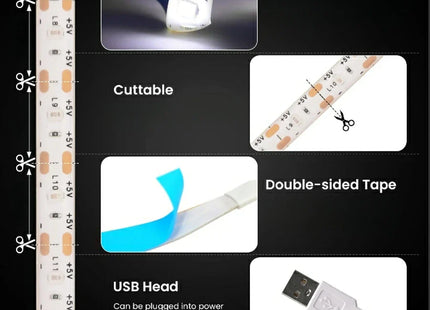 USB LED Strip Light with Switch Decoration Waterproof Tape