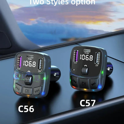 Car Charge Bluetooth 5.3 FM Transmitter Handsfree Car Radio Modulator