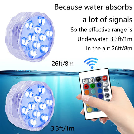 LED RGB Underwater Lights with Magnetic Suction Cups 16 Color Lights