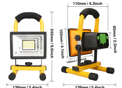 LED Rechargeable Portable Work Light 60W with Stand Waterproof Floodlight