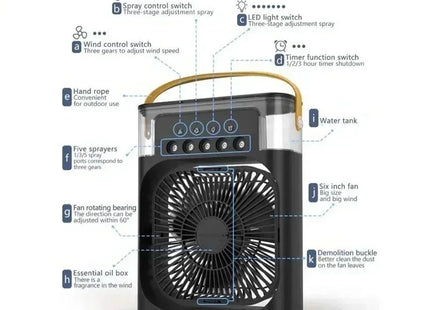 New 3 In 1 Fan AIr Conditioner Household Mini Air Cooler LED Night Light Portable