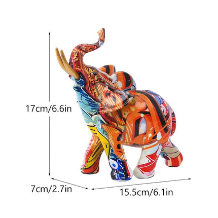 Resin Colorful Transfer Printed Elephant Figurines
