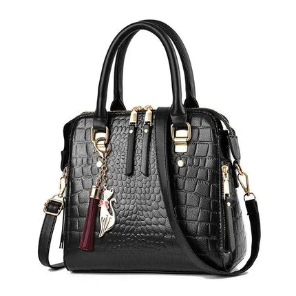 Luxury Crocodile Pattern Handbag Women Winter New PU Leather Tassel Shoulder Bag Brands Design Handle Bag Lady Purse