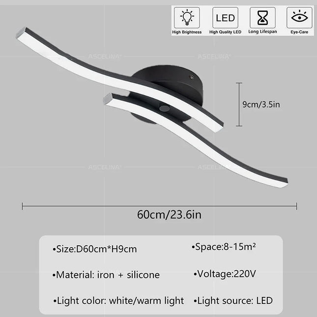 Modern LED Ceiling Light Long Wave Lamp