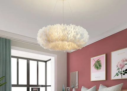 Led Ceiling Chandelier With Feathers Pendant Hanging Light