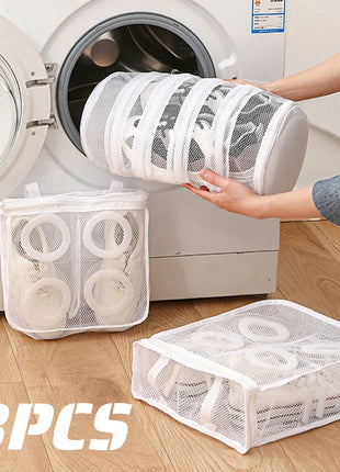 3pcs/set Mesh Laundry bag Washing Machine Shoes Bag Travel Storage bags Portable Anti-deformation Protective Clothes organizer