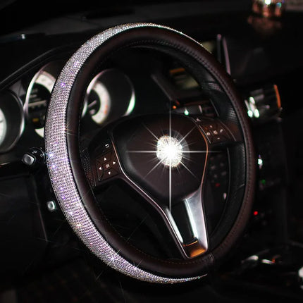 Crystal Car Steering Wheel Cover  PU Leather Auto Accessories Case Car Stylin