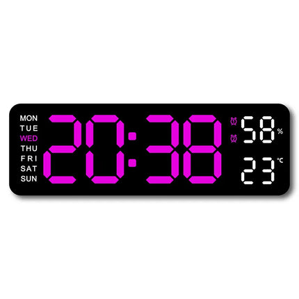 USB Powered Large Digital Wall Clock 9 Inch Temperature