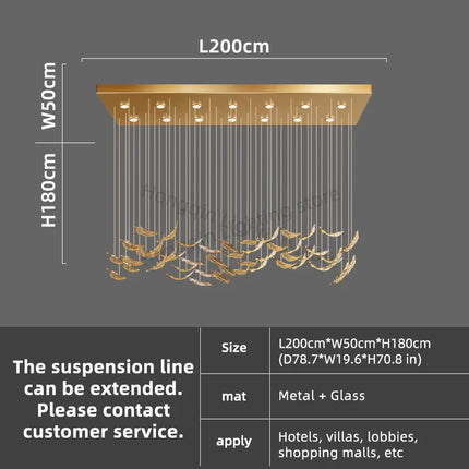 luxury Glass Hanging  Led Chandelier
