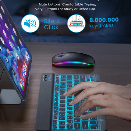 Mini Bluetooth Keyboard RGB Wireless Keyboard 10 inch Backlit Keyboard Backlight Touchpad Keyboard for IOS Android Windows iPad