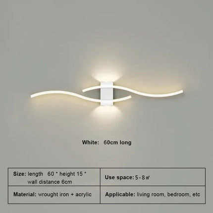Modern LED Strip Wall Lamp Double Curve with Remote Control