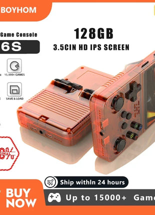 128GB Open Source R36S Video Game Console Linux System 3.5 Inch IPS Screen Orange Portable Pocket Video Player 64GB best Games