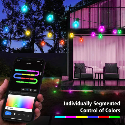 Smart WIFI G40 LED Bulb String Light USB 15M 25 Blubs Fairy Lights