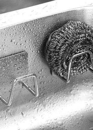 1-6pcs Kitchen Stainless Steel Sink Sponges Holder Self Adhesive Drain Drying Rack Shelf Household Wall Hooks Storage Organizer
