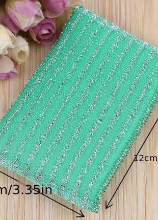 10/50pcs Steel Wire Sponge Wipe Non-stick Oil Brush Double Sided Cleaning Cloth Kitchen Dishcloth Scouring Pad Rag Cleaning Tool