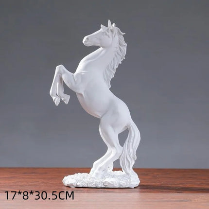 Resin Statue Golden White Black Horse