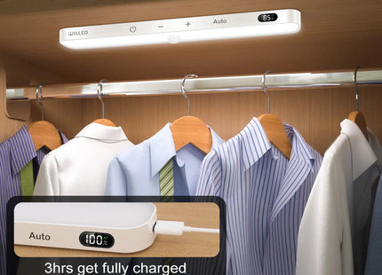 Motion Sensor Cabinet Light Battery Display 60 LED Touch Light Bar Wireless Rechargeable
