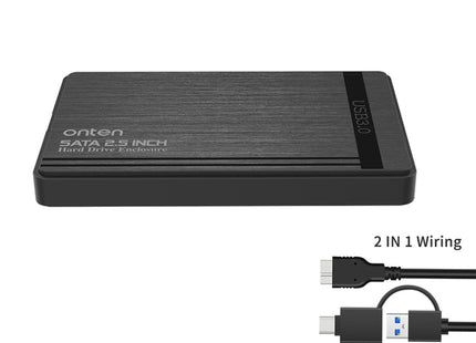 Onten UHD1 12.5 inch External Hard Drive Disk Case with 2 in 1Cable