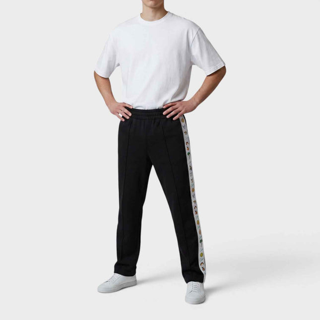 Casa Elements Embroidered Satin Tape Sweatpant Black