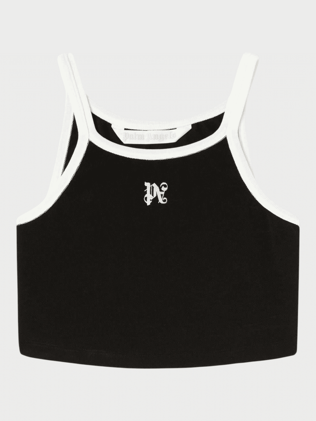 Palm Angels Monogram Tank Top Black White