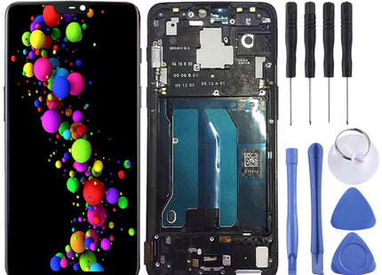 For OnePlus 6 Digitizer Full Assembly with Frame OEM LCD Screen, For OnePlus 6