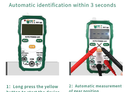 BEST BST-58F Full Automatic Range Multimeter Without Shift Intelligent Identification Digital Multimeter Household Mini Electrical Instrument