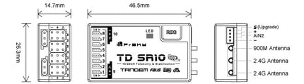 FrSky TD SR10 Tandem Dual-Band Receiver (2.4GHz/900MHz)