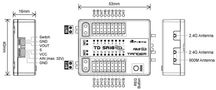 FrSky TD SR18 Tandem Dual-Band Receiver (2.4GHz/900MHz)