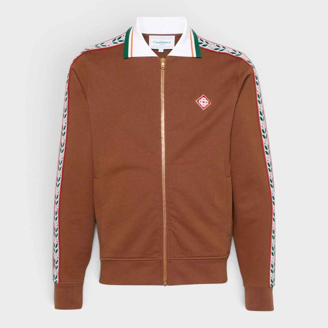 Motosport Laurel Tape Zip Through Sweatshirt Brown