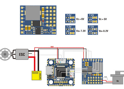 Matek Servo PDB with 4A BEC, 5.5-36V to 5-8.2V