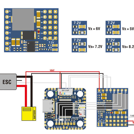 Matek Servo PDB with 4A BEC, 5.5-36V to 5-8.2V