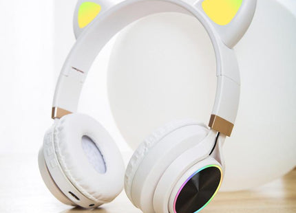 P28 Cat Ear Wired Headphone Muisc Stereo Headset with Microphone