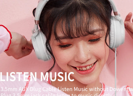 P28 Cat Ear Wired Headphone Muisc Stereo Headset with Microphone