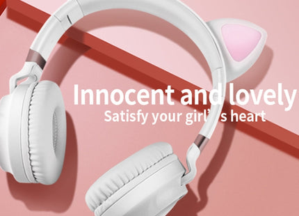 P28 Cat Ear Wired Headphone Muisc Stereo Headset with Microphone