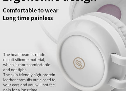 P28 Cat Ear Wired Headphone Muisc Stereo Headset with Microphone