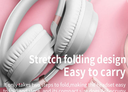 P28 Cat Ear Wired Headphone Muisc Stereo Headset with Microphone