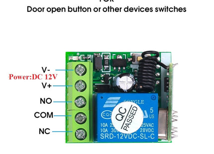 DC12V 1CH RF Remote Control Switch / 10A Relay / 433MHZ Switch Receiver