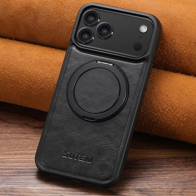 Suteni G3 Oil Wax 360 Rotation Holder MagSafe Back Phone Case, For iPhone 18, For iPhone 18 Pro, For iPhone 18 Pro Max, For iPhone 17 Pro Max, For iPhone 17 Pro, For iPhone 17, For iPhone Air, For iPhone 16 Pro Max