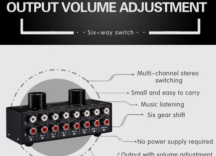 B026 6 Input 2 Output Or 2 Input 6 Output Audio Signal Source Selection Switcher RCA Port