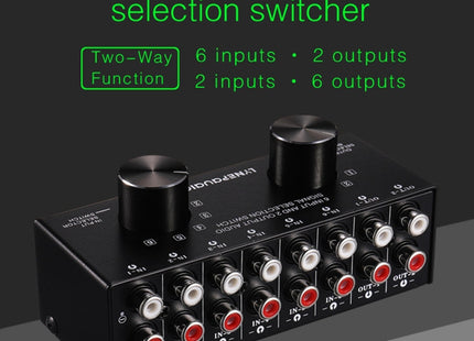 B026 6 Input 2 Output Or 2 Input 6 Output Audio Signal Source Selection Switcher RCA Port